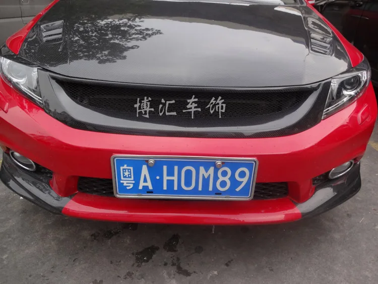 Автомобильная Передняя решетка гриль бампера из углеродного волокна для Honda Civic 12-14