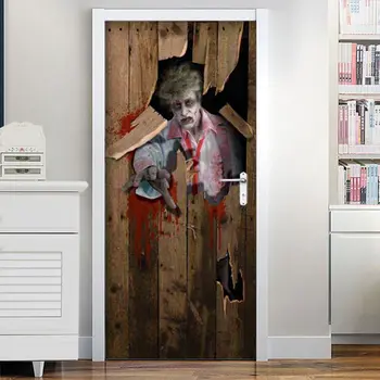 

Creative Horror Door Sticker For Halloween Zombie Breaks Door Unique Door Sticker Festive Party Decoration Halloween Props