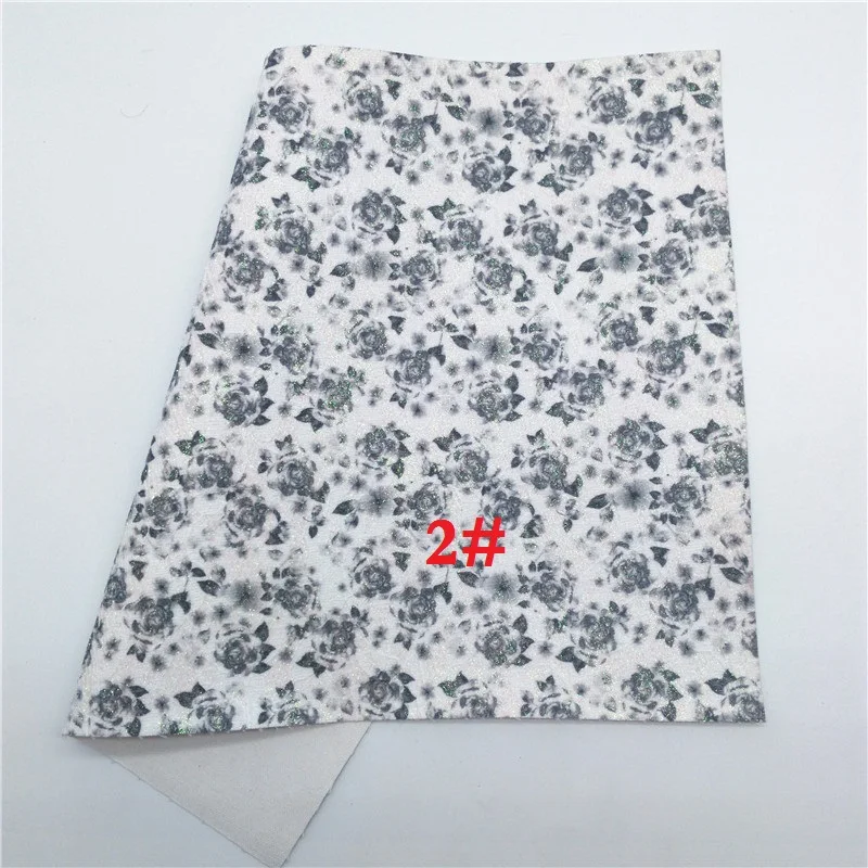 2 Glitterwishcome 21X29 см A4 размер цветы блеск с принтом кожа, искусственная кожа ткань винил для бантов, GM628A - Цвет: 2