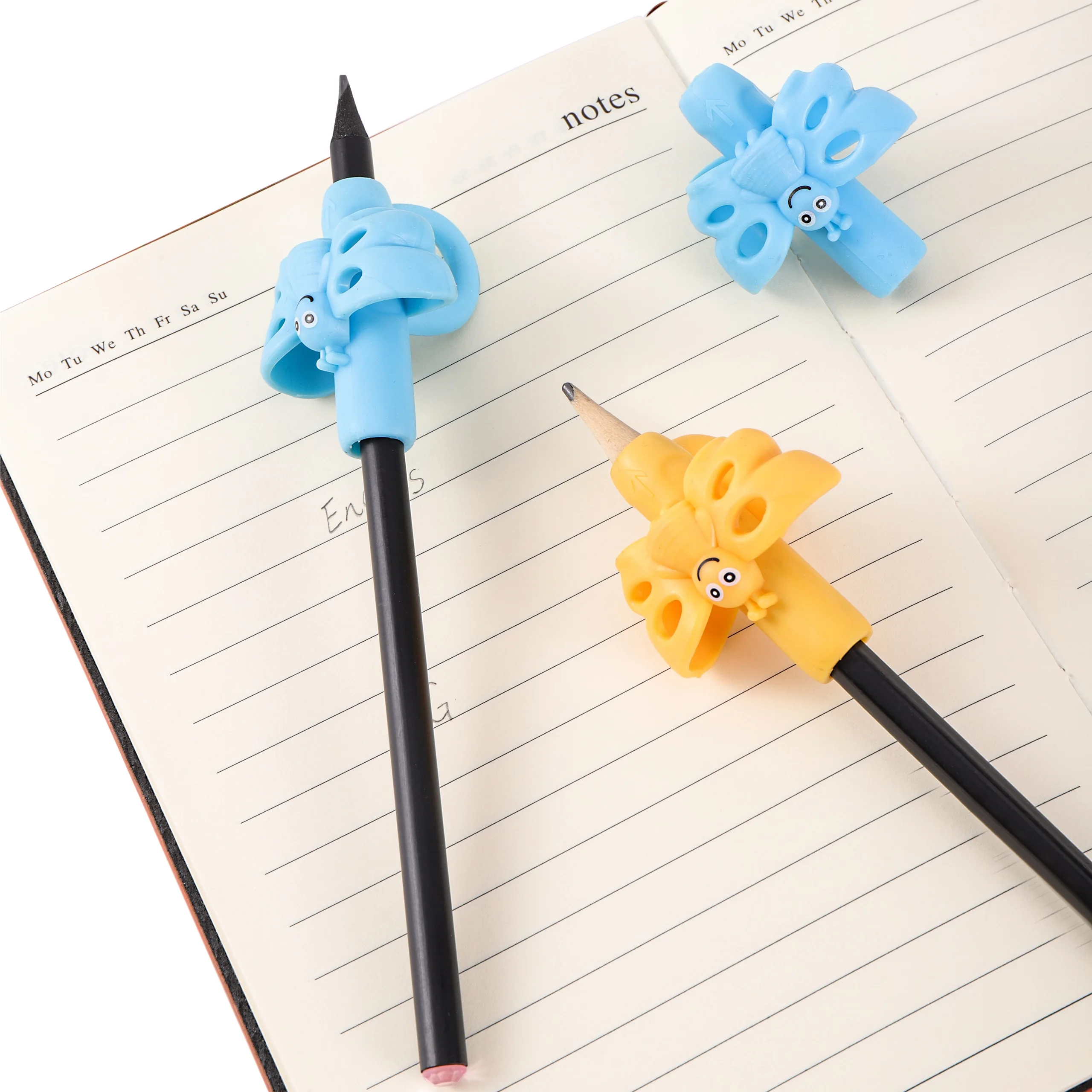 어린이 필기 자세 교정용 실리콘 연필 그립, 펜꽂이 학생 학습 연습, 6 개