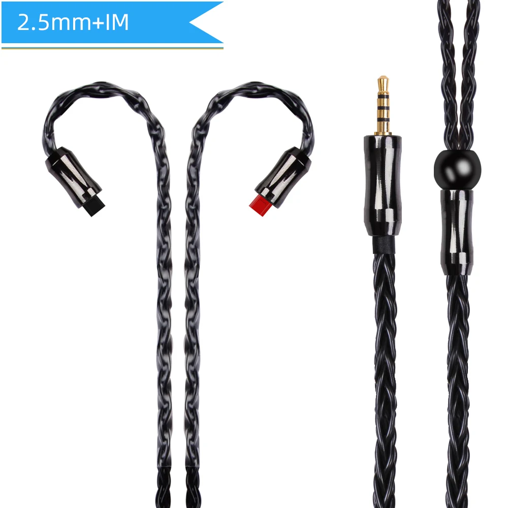 2.5mm IM Black FDBRO 8 ядро 6N монокристаллической Медь посеребренный кабель 2,5/3,5/4,4 мм балансный кабель с A2DC IE80 IM для IM50 IM70 IE80s A5 - Цвет: 2.5mm IM Black