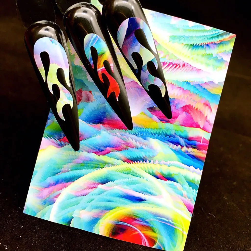 22PCS Nail Art Stickers Flame Reflections Tape Adhesive Foils DIY Decoration Flame sticker nail sticker Nail stickers Nail Art