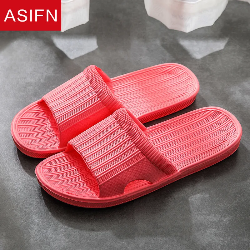 ASIFN женские шлепанцы простые тапочки домашние летние классические в полоску