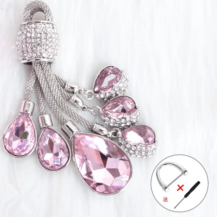 Pink keyring Прочный жесткий Модный мягкий ТПУ дистанционный Автомобильный держатель для ключей, полный Чехол для Toyota Hilux Revo Innova Rav4 Fortuner Crystal keyring - Название цвета: Pink keyring