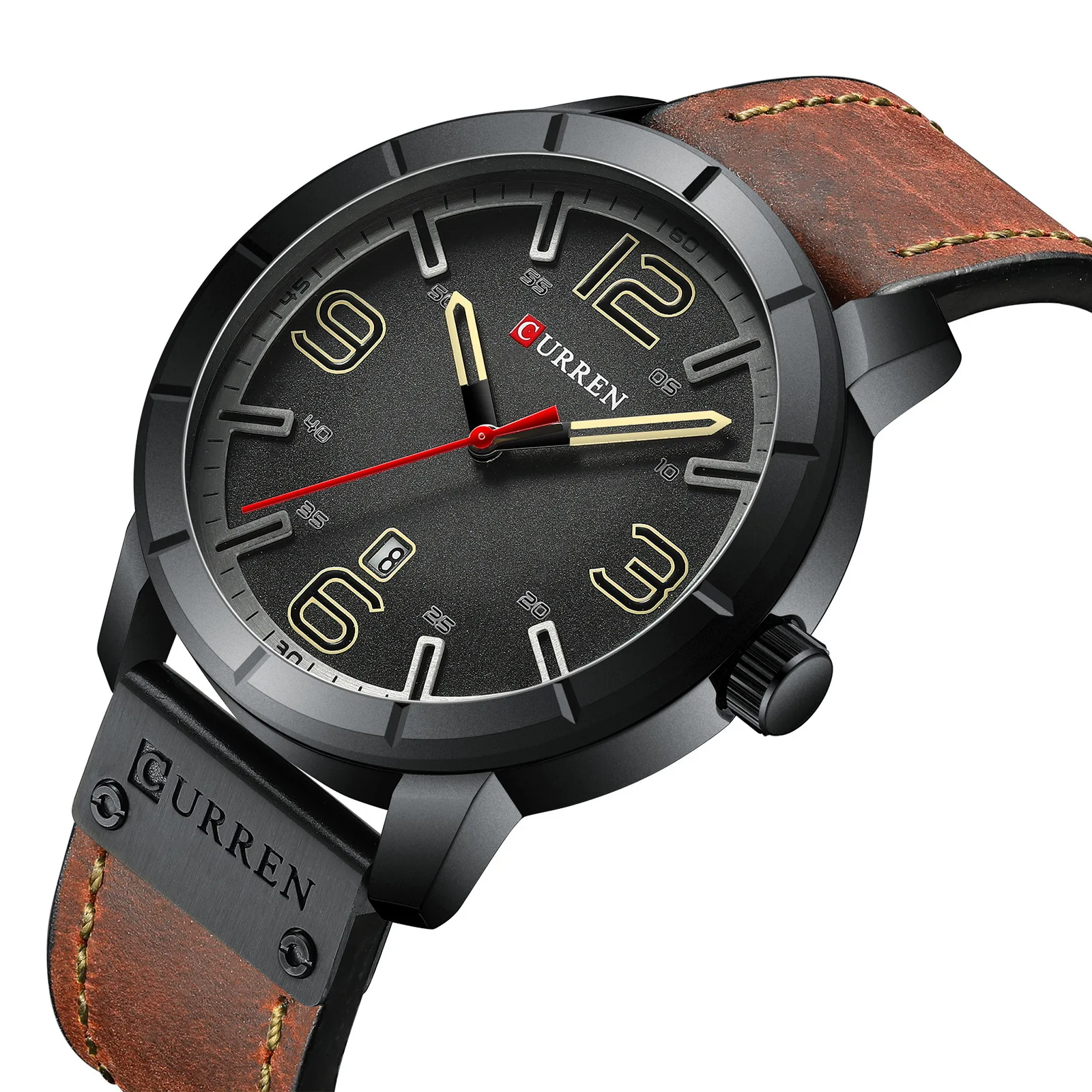 

Curren Karui En 8327 MEN'S Watch Calendar Watch Waterproof Quartz Leather Strap Watch Casual Business MEN'S Watch