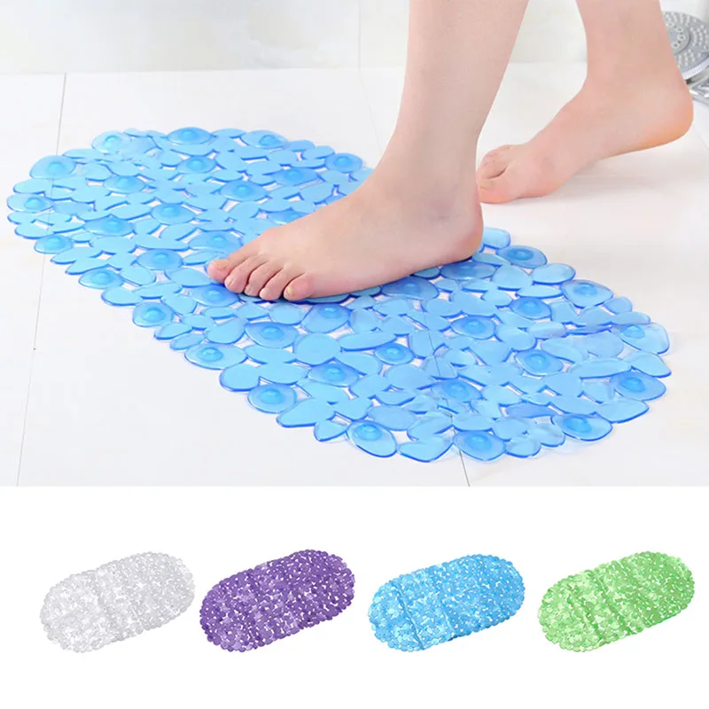 

Fashion Practical Bathroom Shower Mat Pebble Transparent Toilet Rugs Anti-slip Mat Foot Massage Stress Relieve Safety Accessory