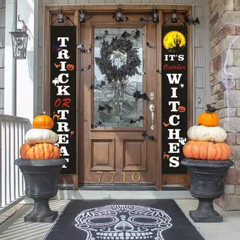 

Fengrise Trick or Treat Halloween Door curtain 2020 Halloween Decoration for Home Pumpkin Witch Horror Halloween Party Supplies