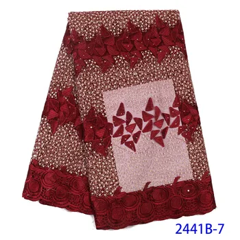 

Latest Design High Quality French Tulle Lace Fabric With Gold Thread Embroidered African French Lace Fabric For Woman L2441B-1