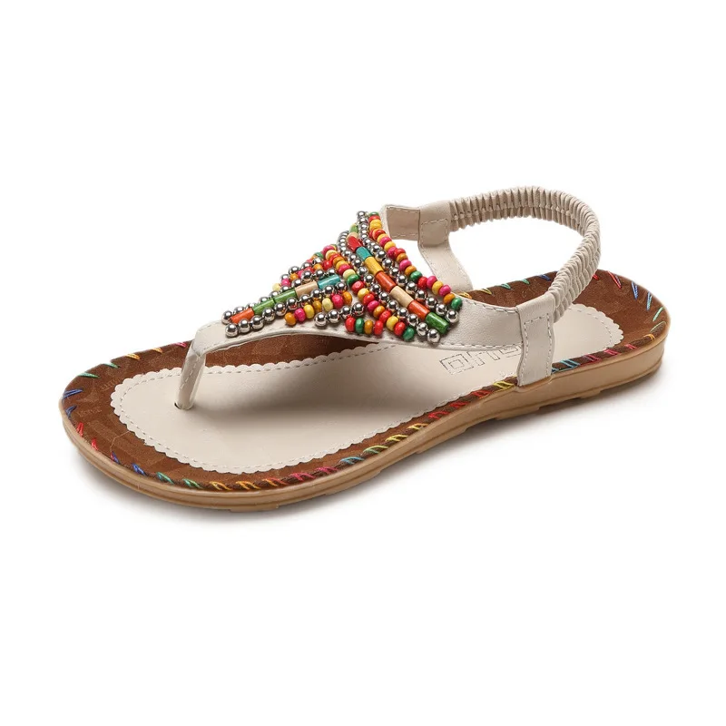 LIAOCHI/богемные Sandalias Mujer; коллекция года; Летняя обувь; милые женские сандалии на плоской подошве; высококачественные стразы; повседневная обувь на плоской подошве - Цвет: 1