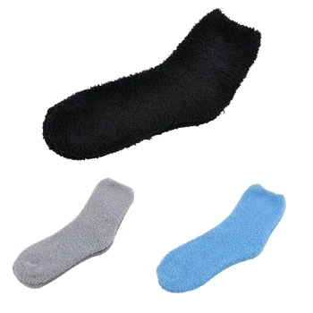

Women Warm Winter Fluffy Bed Socks Pure Color Soft Floor Home Sock Gift