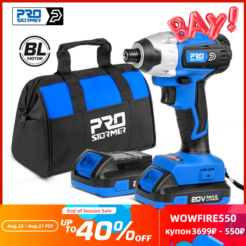 Photo Product 300Nm Electric Cordless Drill Screwdriver Brushless Motor Impact Driver Combo Kit 34pcs Drill Bits 20V Power Tool by PROSTORMER