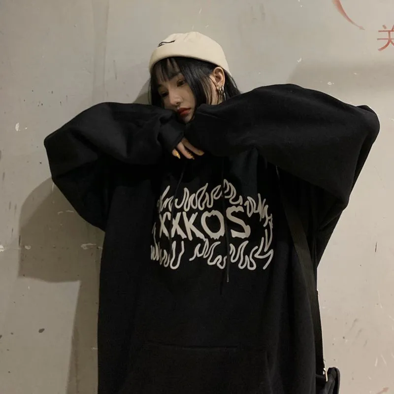 Толстовки женские модные однотонные Harajuku светоотражающий пуловер с надписью повседневные свободные женские и мужские толстовки с капюшоном женские
