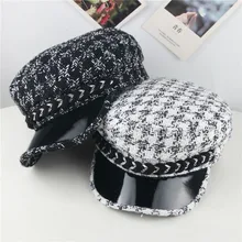 Осенне-зимняя Кепка, шапка для малышей, шапка в черно-белую клетку, шапка художника для родителей и детей, шапка с язычком для маленьких мальчиков и девочек,# A