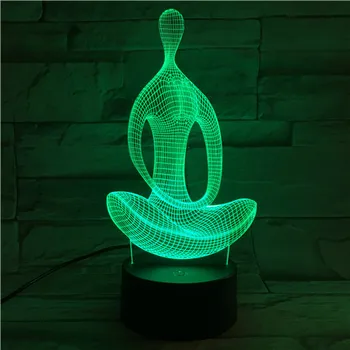 

3D Lamp Buddhist Meditation Yoga Nice Gift for Infant Atmosphere Awesome Decoration for Bedroom Led Night Light Lamp Hologram