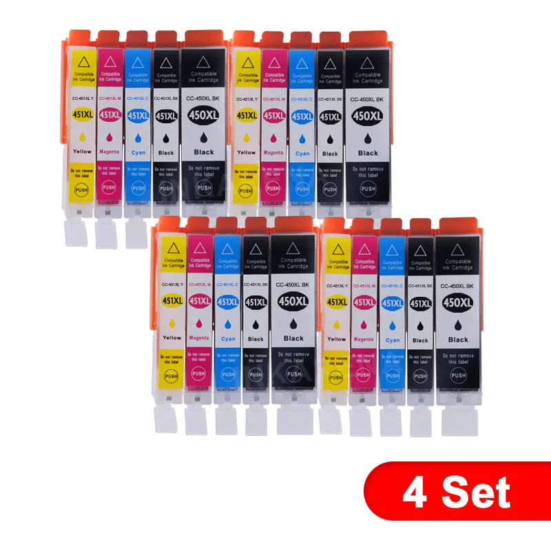PGI-450 PGI450 CLI451 чернильный картридж для принтера Canon принтерам PIXMA MG5440 MG6340 MG6440 MG7140 MG7540 IX6540 iX6840 IP7240 IP8740 чернила для принтера - Цвет: PGI450 451 4 Set