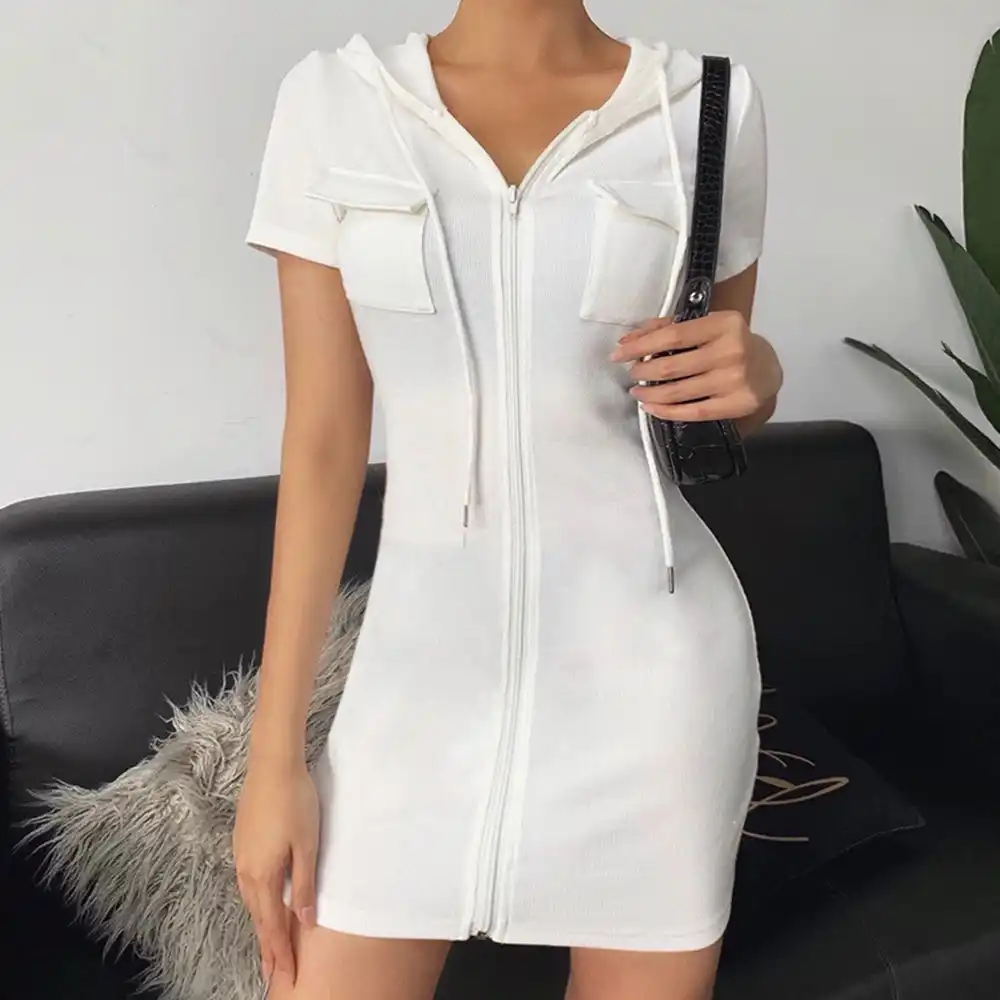 Casual front zipper dress Clearance