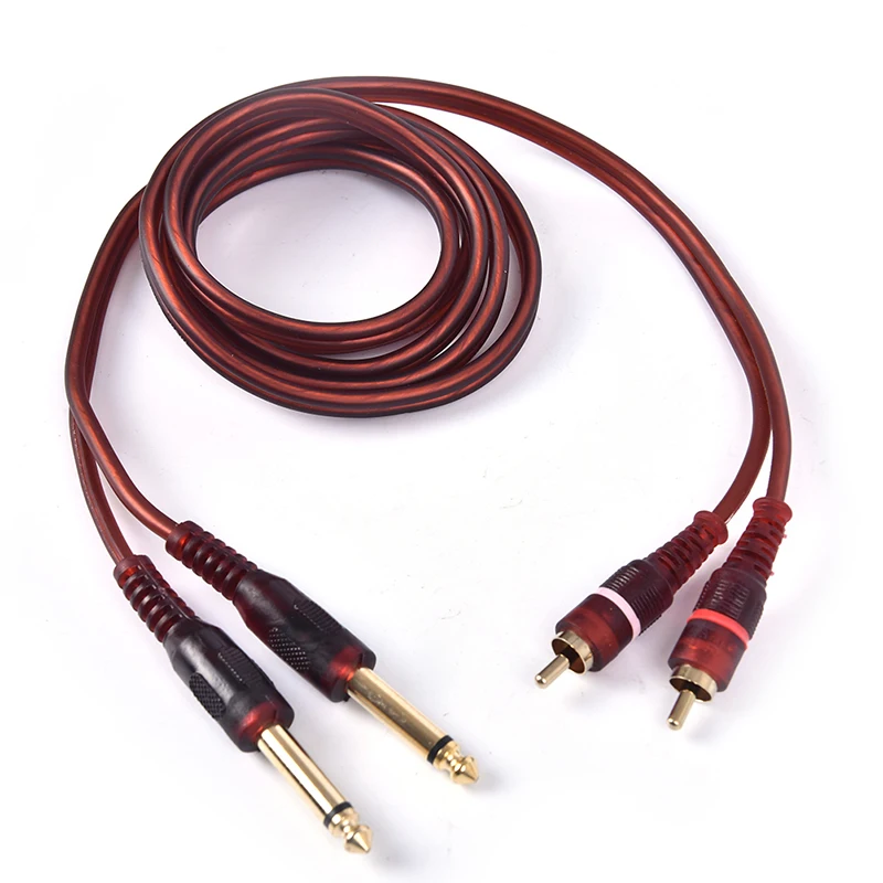 1pc 1,5 M Cable Dual RCA macho a Dual 6,35mm 1/4 pulgadas hombre mezclador de Cable de Audio