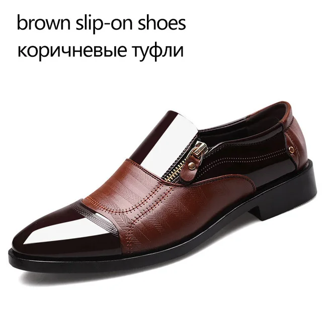 Brown Lace up Модная мужская обувь в деловом стиле; Новинка года; классические кожаные мужские костюмы; модные модельные туфли без застежки; мужские оксфорды - Цвет: Brown Lace up