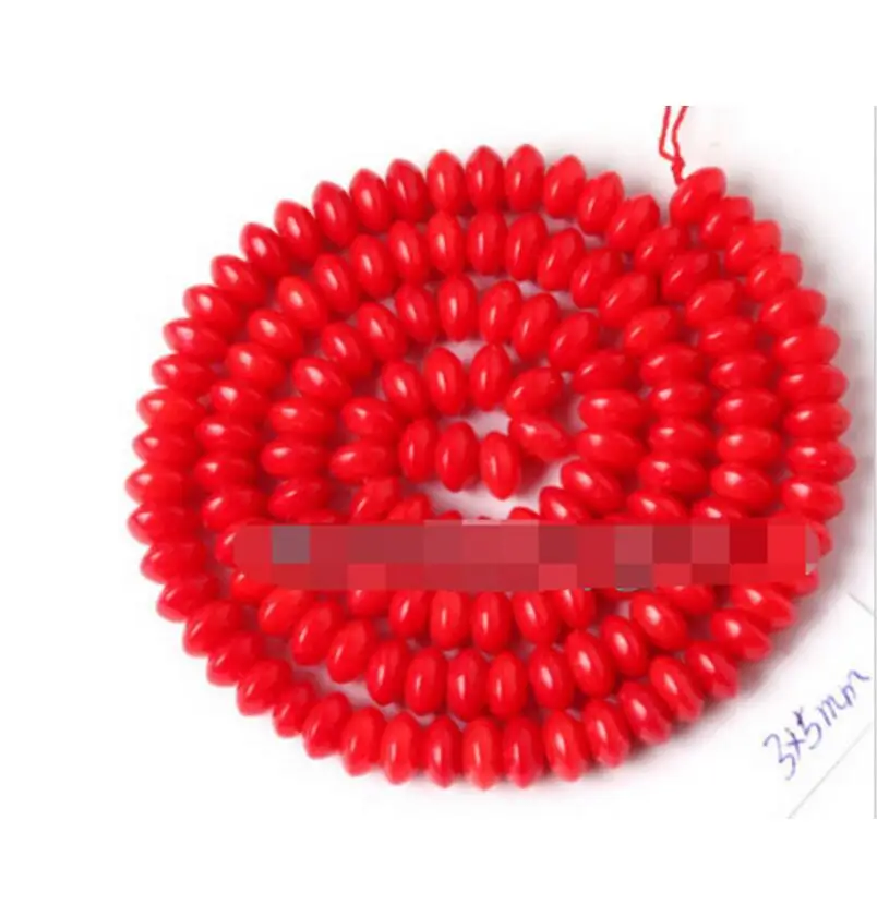 Бесплатная доставка 3x5 мм натуральная форма Рондель красный коралловый распорка