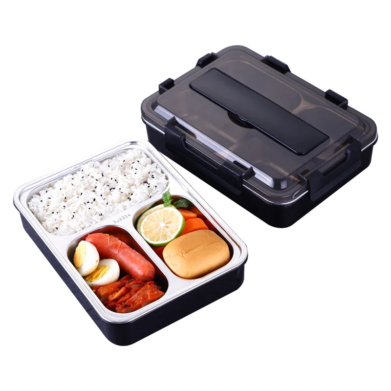 

Top-Microwave Lunch Box Stainless Steel Dinnerware Food Storage Container Children Kids School Office Portable Bento Box