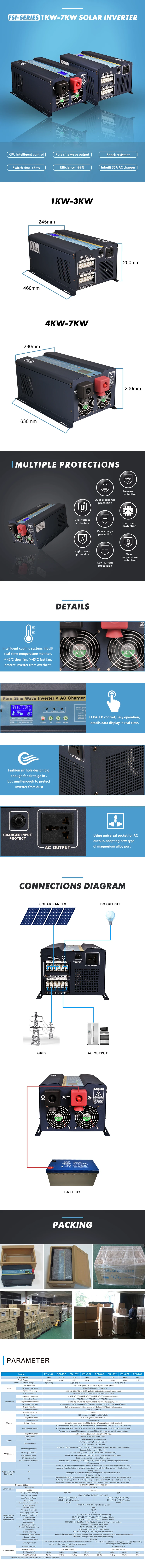 5kw Solar Power Inverter  on off Grid Tie Hybrid Solar Inverter 5000w 24v 120v