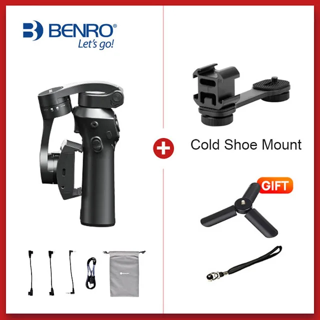 BENRO P1 3 оси ручной gimbals смартфон стабилизатор для Gopro hero 7 iPhone huawei XiaoMi Pk Snoppa Atom DJI Osmo mobile 3 2 - Цвет: add hot shoe mount