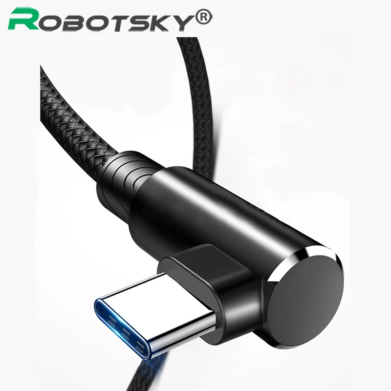 

USB Type C Cable For Xiaomi Mi9 Mi 9 Redmi Note 7 Samsung S9 90 Degree USB C Cable Fast Charging Cord For Hauwei P20 Li