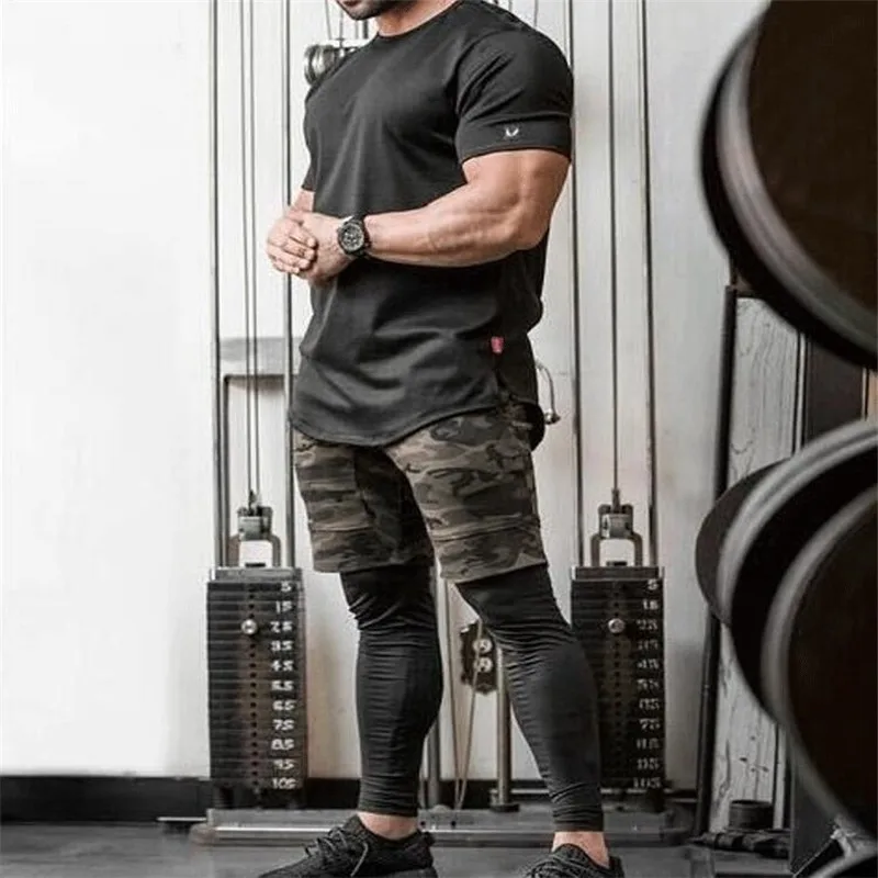 summer fitness camouflage casual men's shorts fashion brand outdoor sports pants male jogger fitness cotton shorts