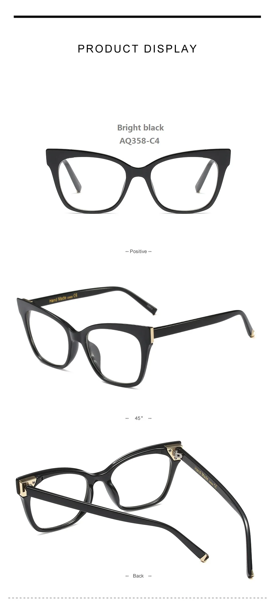 Women Fashion Concise Oversized Frame Cat Eye Light Cosy Reading Glasses Presbyopia 0.5 1.0 1.5 2.0 2.5 3.0 3.5 4.0 Diopter