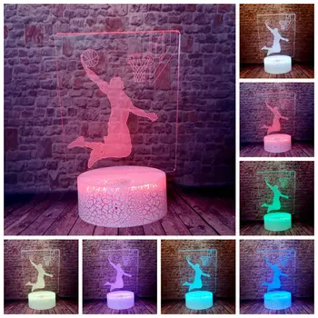 

Slam Dunk Sport Model Flash Desk Nightlight 3D Illusion LED Colorful Changing Light Basketball DNKABILITY Light-up Toys