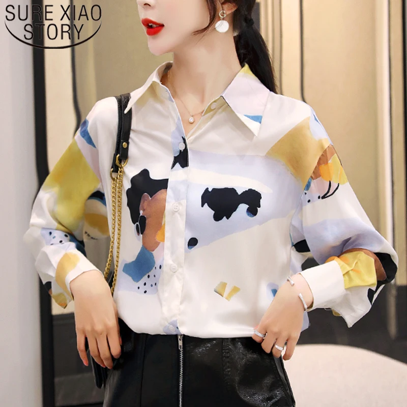 

Blusas mujer de moda 2019 ladies tops chiffon blouse shirts for wmen tops Button Print V-Neck women long sleeve shirts 6767 50