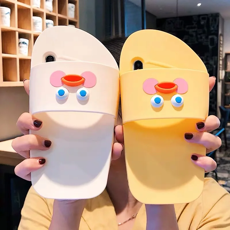 3D милый мультфильм тапочки чехол для телефона для iPhone 7 Чехол 8 6 6splus X Xr Xs Max X забавная обувь "Уточка" Мягкий силиконовый чехол на заднюю панель телефона