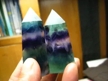 

yuying66shun096++72g beautiful Natural fluorite QUARTZ CRYSTAL WAND POINT HEALING 2piece