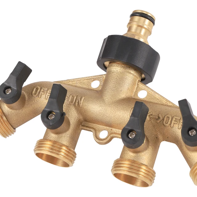 Sárgaréz 3/4 "Szál 4-Utas Kerti Csapvíz Hasadék Vízcső Splitter Nő 3/4" Öntözőszelep Gyors Csatlakozó - Image 5