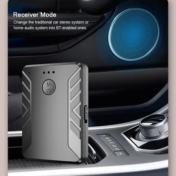 

New T19 Bluetooth 5.0 Transmitter Receiver Wireless Audio Adapter 3.5mm AUX Hands-free with Mic for TV Headphones Speaker