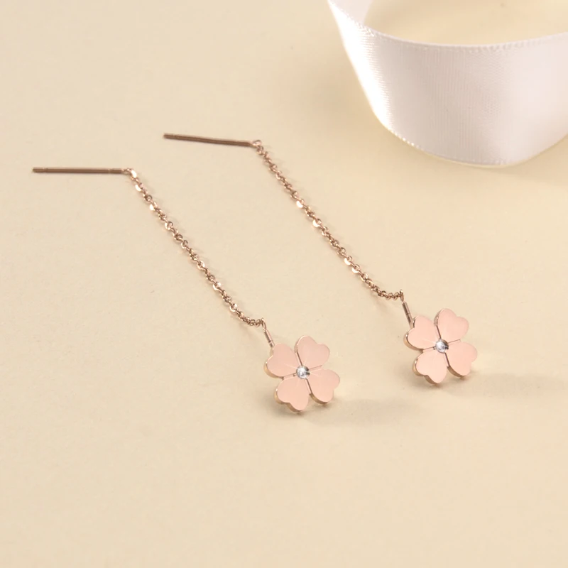 SDA Four Leaf Clover Women Drop Earrings Lucky Jewelry With Certification Real Diamond