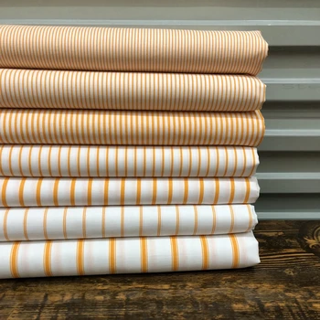 

Imitation Linen Pure Cotton Cotton Stripes Orange White Stripes 1 Millimeter Toothpick Striped Shirt Clothing Fabric Cloth/1M