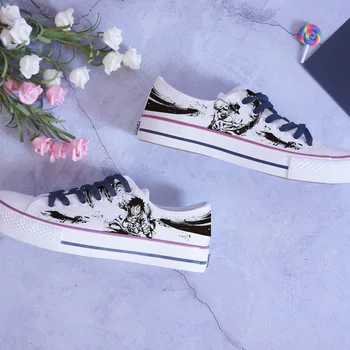 

Summer japanese anime cosplay graffiti low help canvas shoes student lace-up cos casual shoes 2020 new couples shoes