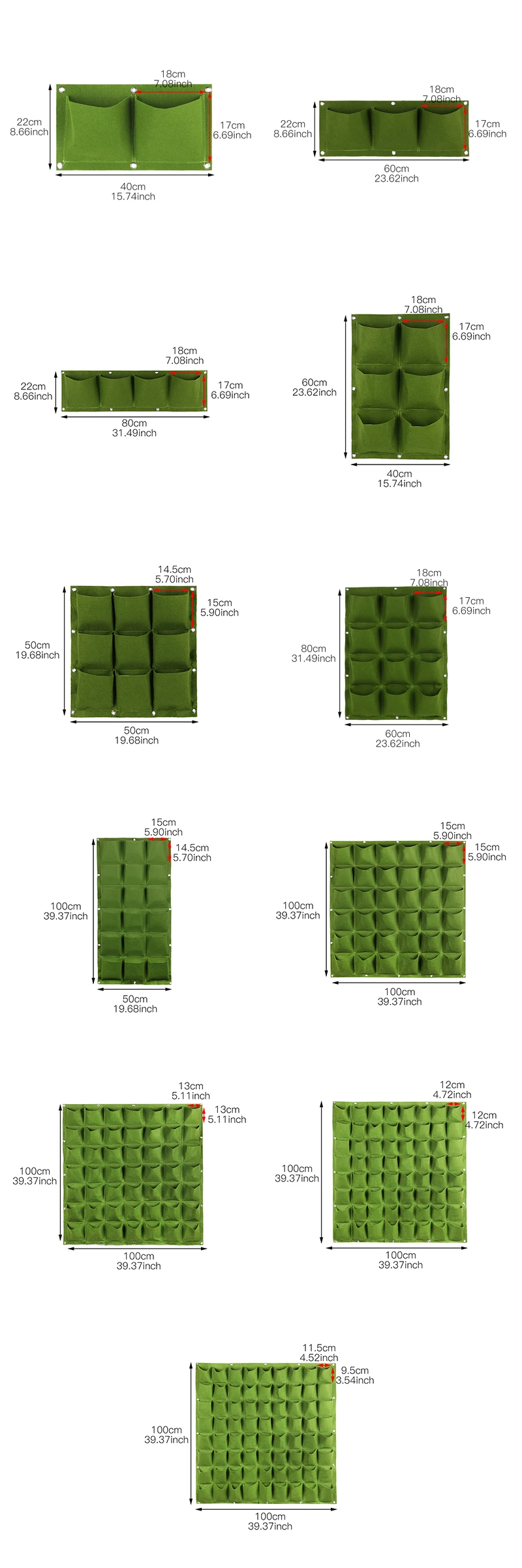 Настенные подвешиваемые посадочные сумки 4/9/18/49/72 карманы зеленая растительная сумка для растений Вертикальная садовая растительная садовая сумка товары для дома