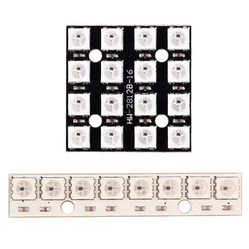 

WS2812B 16-Bit 4x4 Full Color 5050 RGB RGB Light Source Module with 8 x WS2812B 5050 RGB Driving LED Lights Board Strip