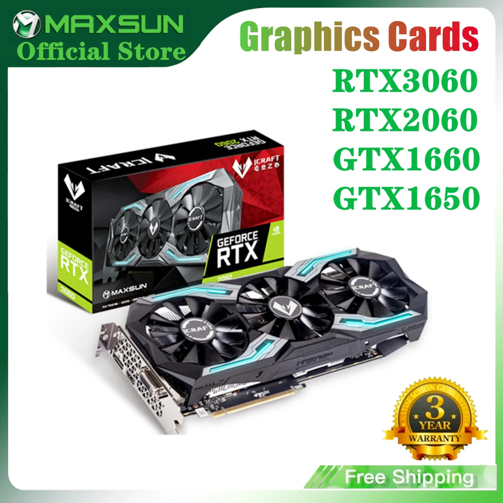maxsun graphics cards rtx 2060 3060 icraft 6gb/4gb gddr6/ddr5 1660ti 1660 super 1650 3060ti video card for desktop computers graphics cards aliexpress maxsun graphics cards rtx