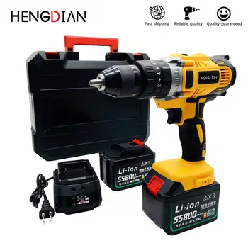 

Brush 21V Cordless Power Tools 13mm Double Speed Impact Drill with LED Worklight