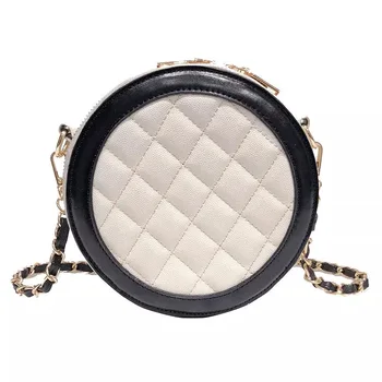 

Women Luxury Brand Plaid Small Round Bag Mini Women Bag Chain Shoulder Messenger Bag Party Evening Clutch Purses and Handbags