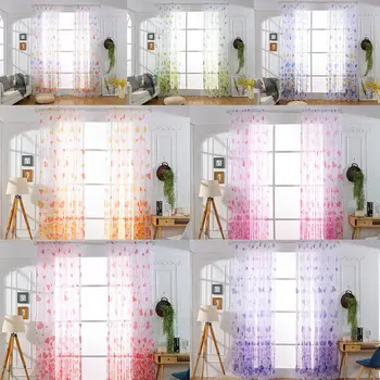 

Heart Pattern Vines Leaves Door Window Curtains Drape Panel Sheer Scarf Valances Fast Shipping