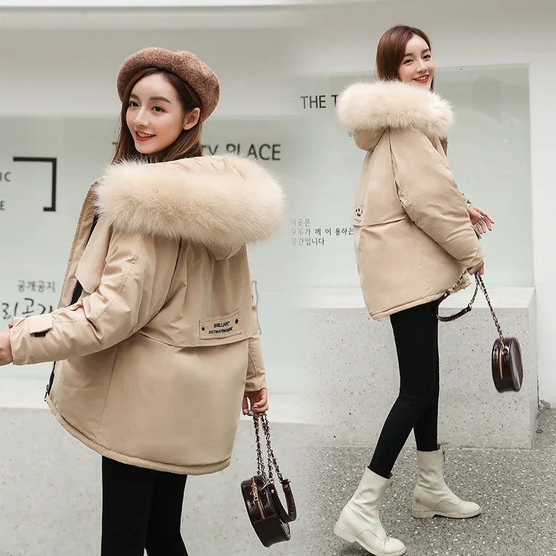 

2019 New Products Short Cotton-padded Clothes Women's Korean-style Loose-Fit down Jacket Cotton-padded Clothes Fashion Large Fur