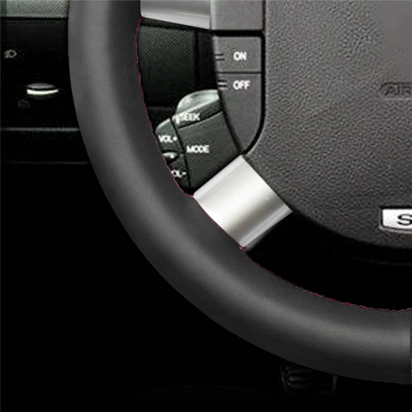 Hand-stitched Black Genuine Leather Anti-slip Soft Car Steering Wheel Cover for Ford Mondeo Mk3 2002-2006
