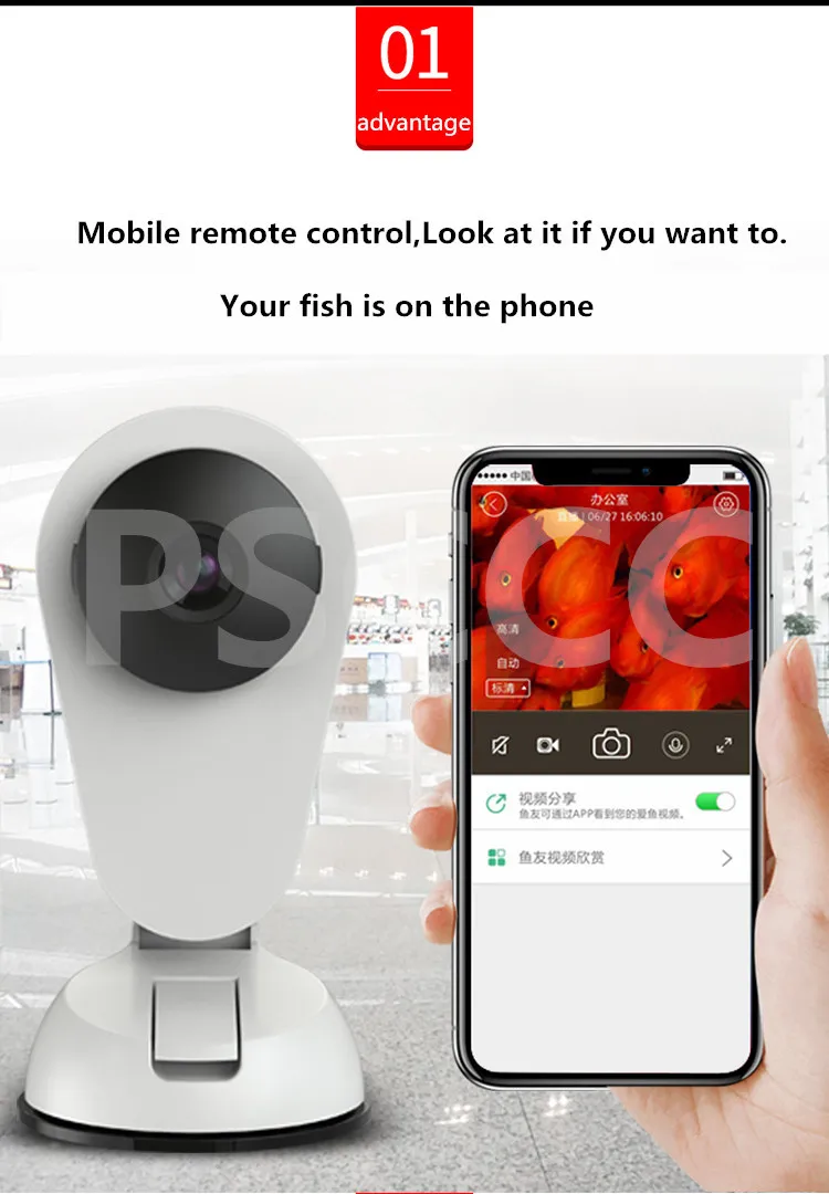 Камера с монитором воды, камера с аквариумом, WiFi, аквариум с аквариумом, дистанционное видеонаблюдение, мобильное приложение для часов, аквариум