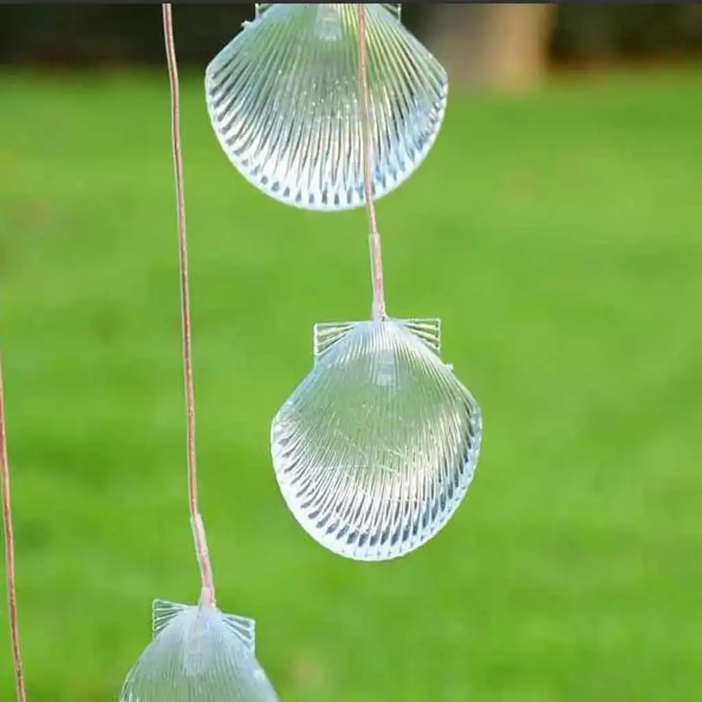 solar color changing led shell wind chimes home garden yard