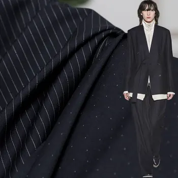 

White Waxberry Dots Stripe Double-Deck Worsted Wool Fabrics Garment Material Women Suits Jacket Sewing Cloth Tailor Freeshipping