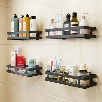 

Stainless Steel Kitchen Seasoning Rack Wall Mounted Punch Free Spice Storage Holder Bathroom Toiletries Storage Rack Organizer